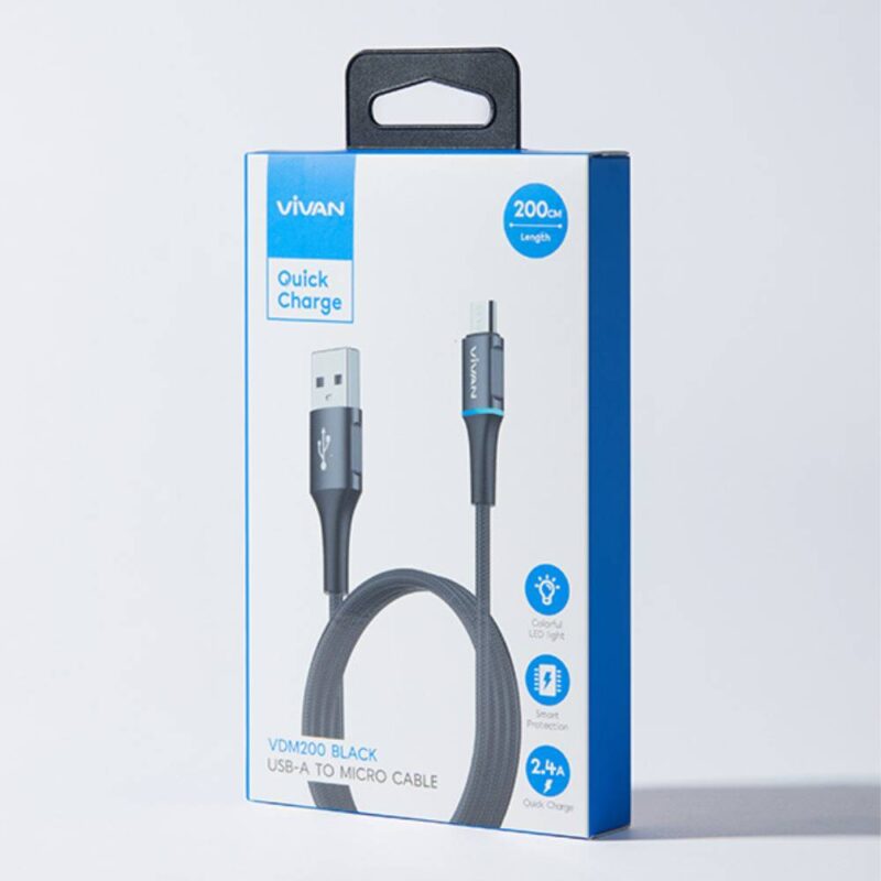 VIVAN VDM200 Kabel Data Charger Micro USB 2,4A