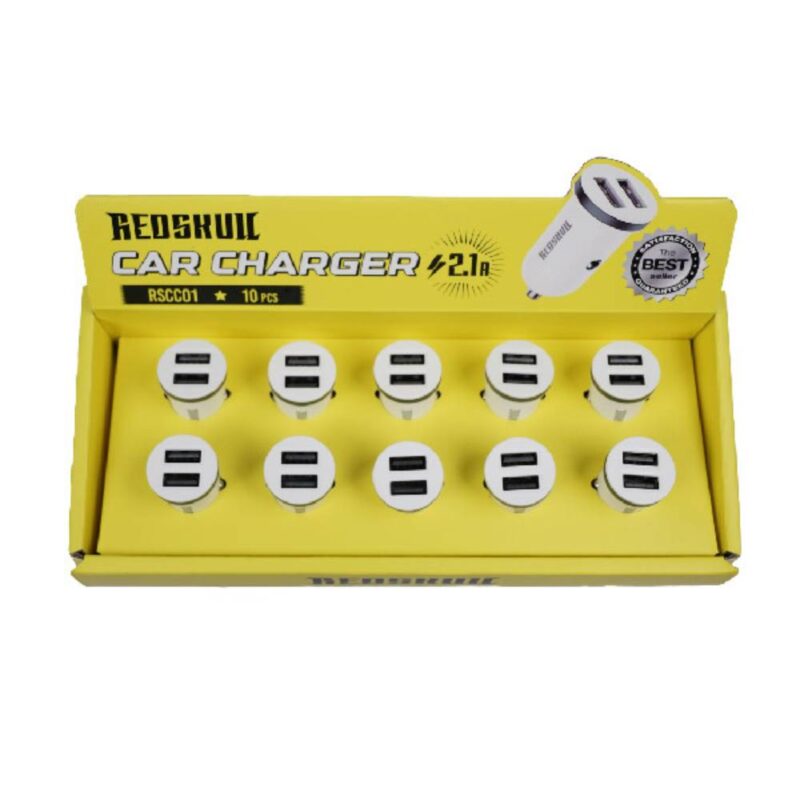 Charger Mobil Redskull RSCC01 2 Port USB-A Kemasan box isi 10 pcs/box warna putih