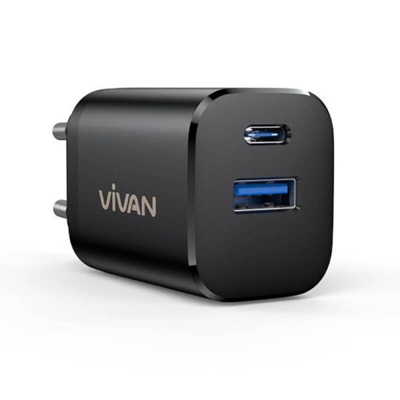 Charger Vivan Power Super30 30W Dual Port USB-A & Type-C Mengisi Daya Lebih Cepat