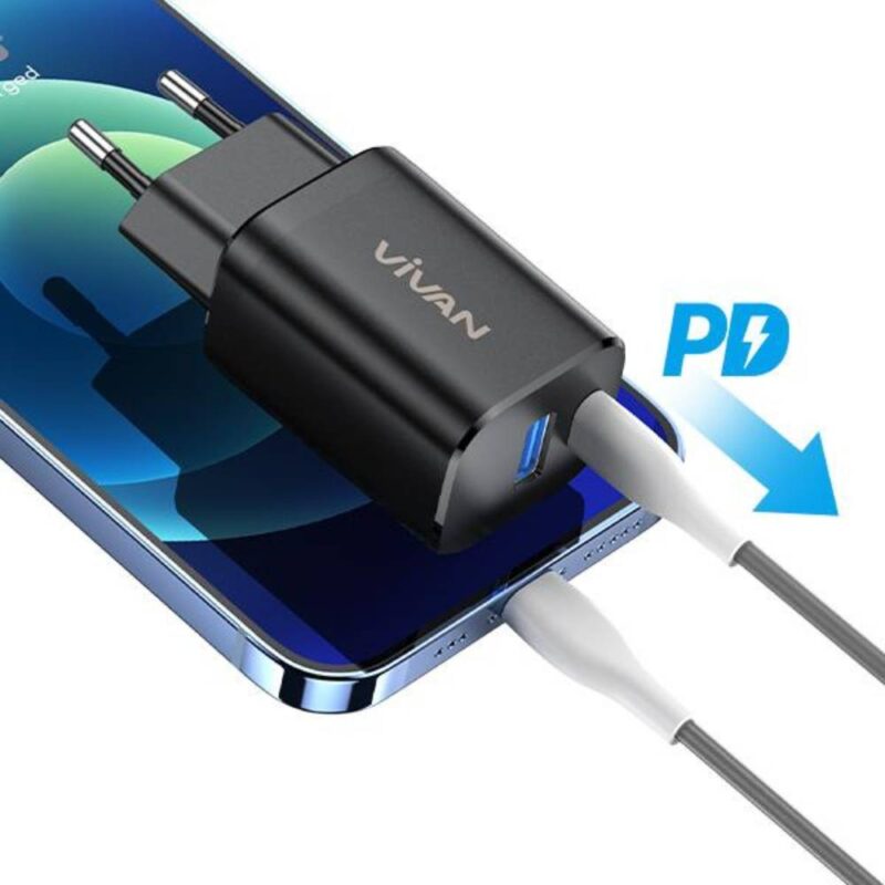 Charger Vivan Power Super30 30W Dual Port USB-A & Type-C Pengisian Cepat Yang Tidak Merusak Baterai